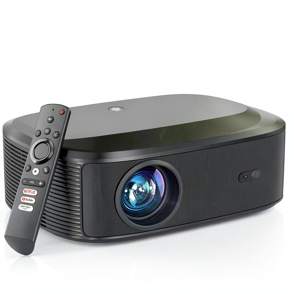 COQOOL projector displaying a bright 4K movie on a wall