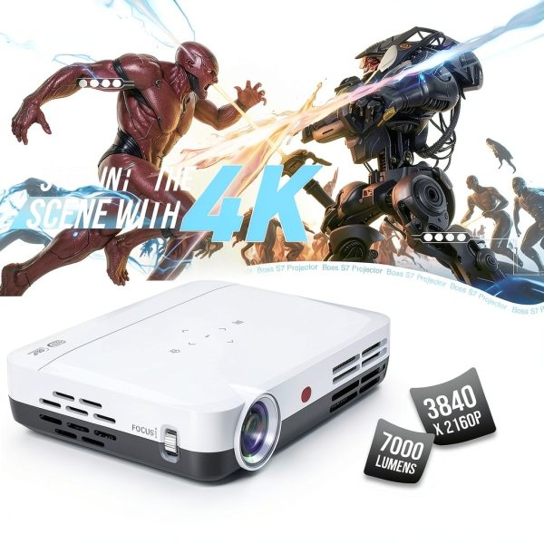 BOSS S7 4K Portable Projector Android WiFi Bluetooth Home-4