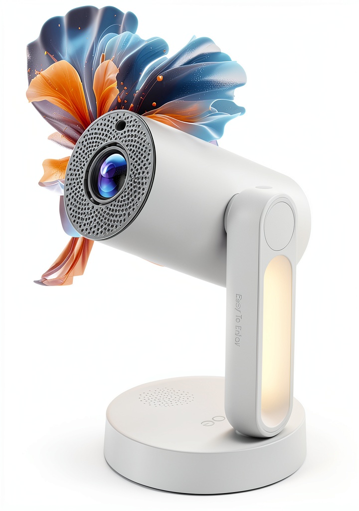 ETOE Starfish Plus Smart Projector displaying a movie on a wall