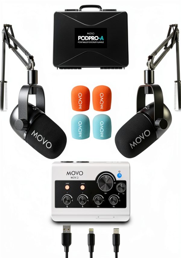 Movo PodPro-A Podcast Equipment Bundle for 2-0