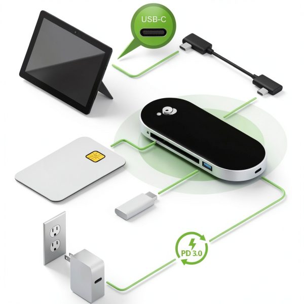 IOGEAR USB-C Hub with PD and CAC Reader for Microsoft Surface-3
