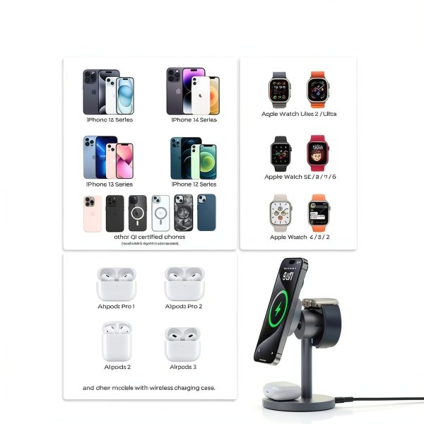 XYZ 3-in-1 MagSafe Wireless Charger 15W for iPhone, Watch & AirPods-5