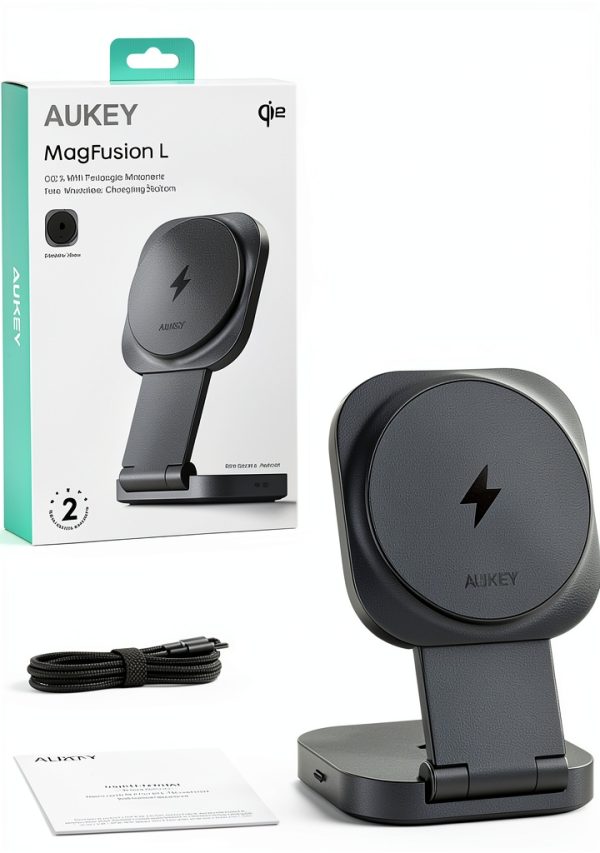 AUKEY 2-in-1 Foldable MagSafe Wireless Charger Qi2 15W Fast-4