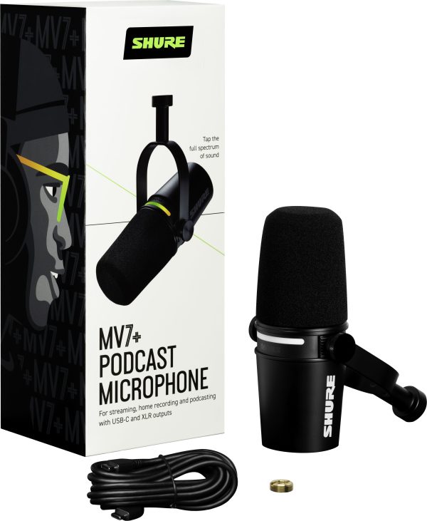 Shure MV7+ Podcast Microphone USB‑C & XLR Dynamic Mic Black White-1