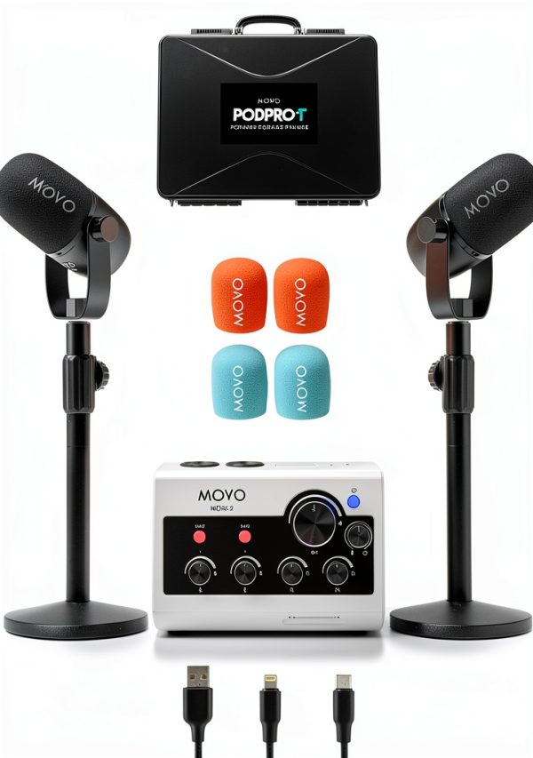 Movo PodPro-T Bundle Dual MDX-2 Interface with 2 CastMic XLR Mics-0
